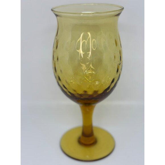 VTG Empoli Diamond Optic Footed Vase Amber Glass Mid Century Modern Decor - Picture 1 of 6